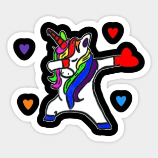 Valentines day Dabbing unicorn Heart Sticker